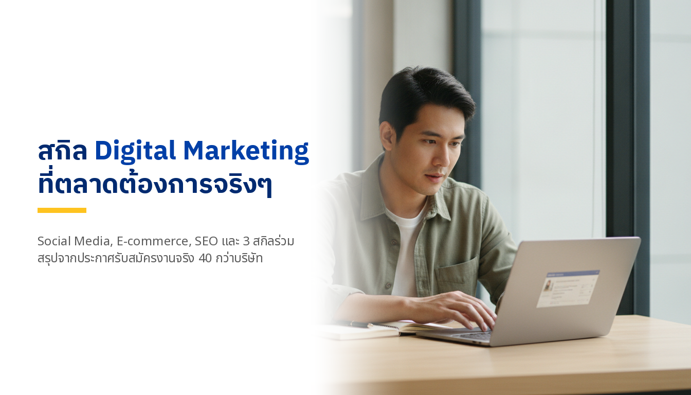 ปกบทความ สกิล Digital Marketing ที่ควรมี อ้างอิงจากประกาศรับสมัครงานจริง